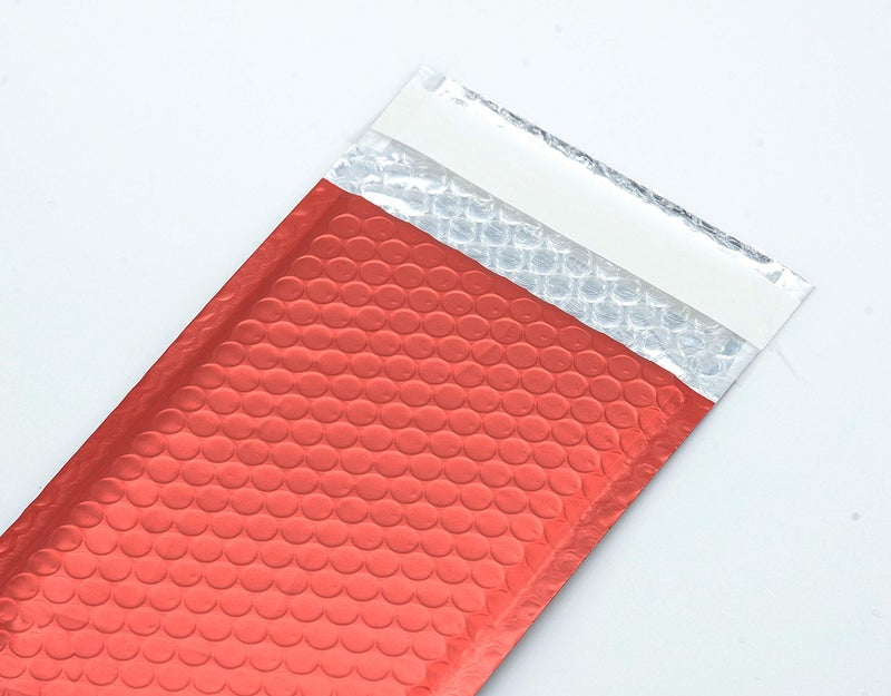 ProLine Packaging ProLine Matte Metallic Red Bubble Padded Mailers 4x8 Inch Self Seal Padded Envelopes (50) - Image 3